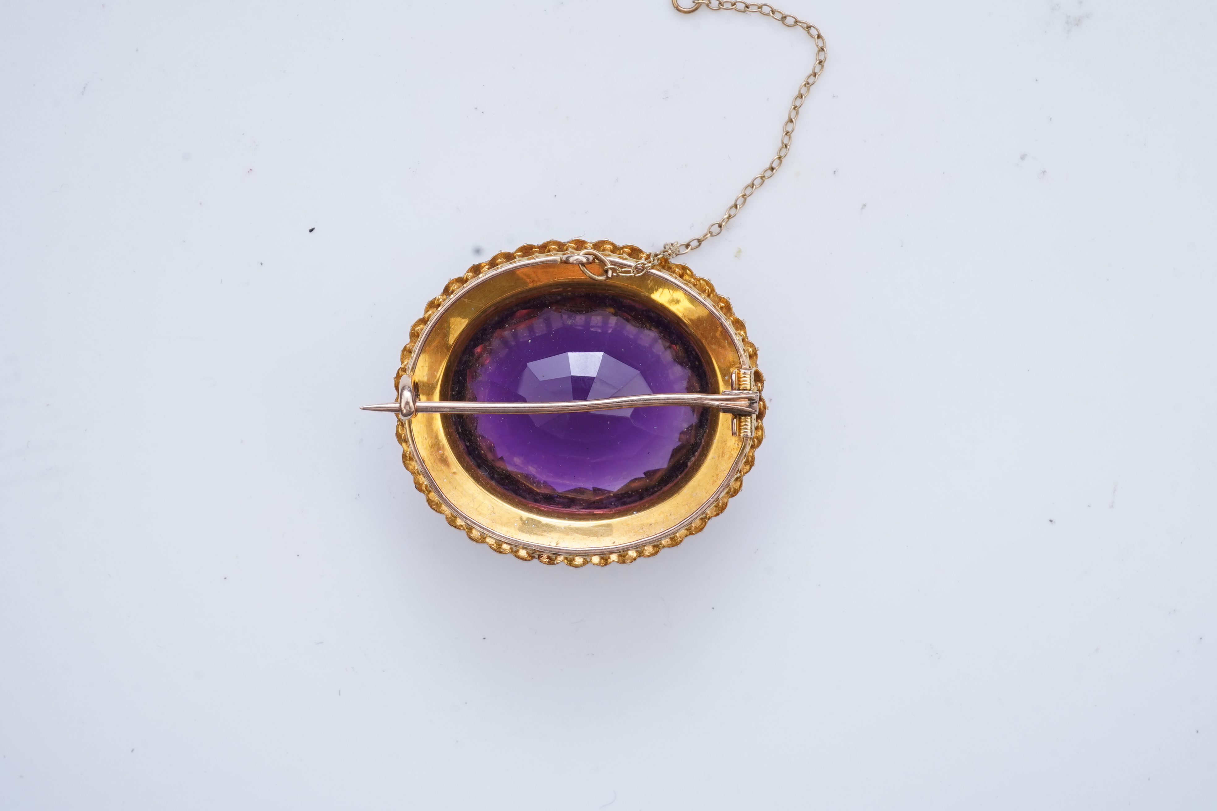An Edwardian amethyst and seed pearl brooch, early 20th century
